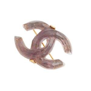 CHANEL Purple Logo Brooch